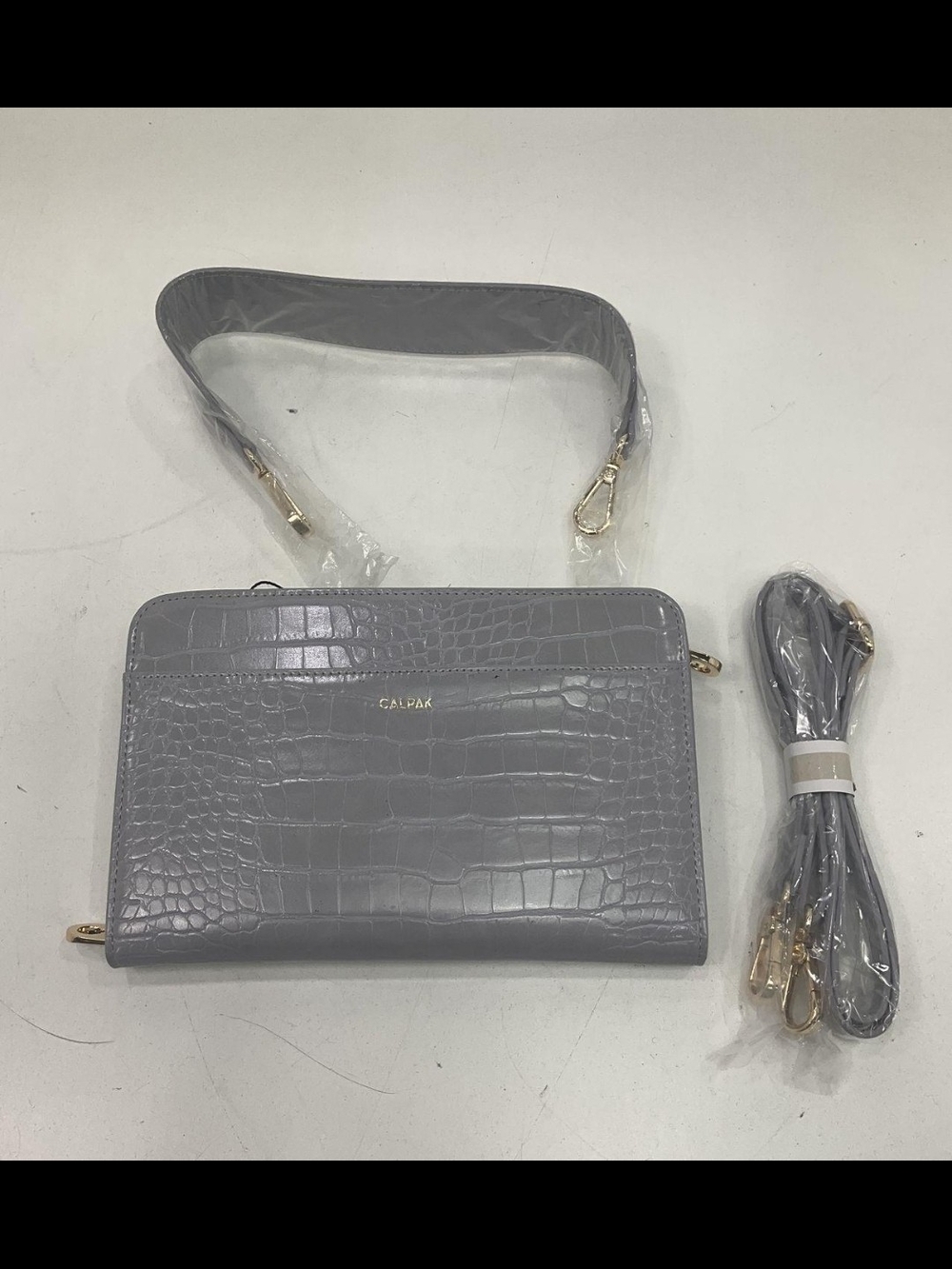 Calpak Violet Croc-Embossed Convertible Crossbody Bag